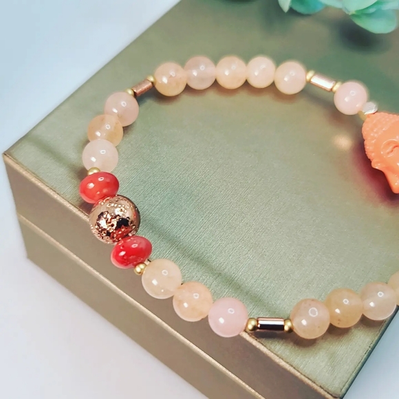 Peach Quartz bracelet 6 mm - Picture 3 of 4